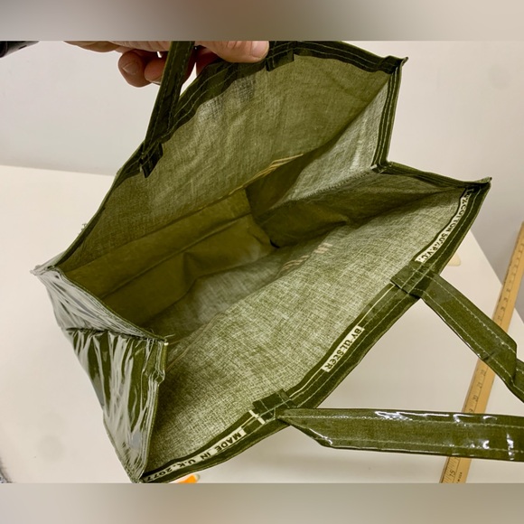 1980s Vintage Harrod's Knightsbridge PVC Vinyl Coated Fabric Shopping Tote Bag - Picture 11 of 16